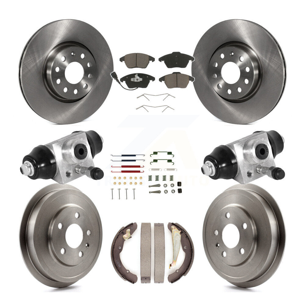 Front Rear Disc Brake Rotors Ceramic Pad And Drum Kit (9Pc) For Volkswagen Jetta