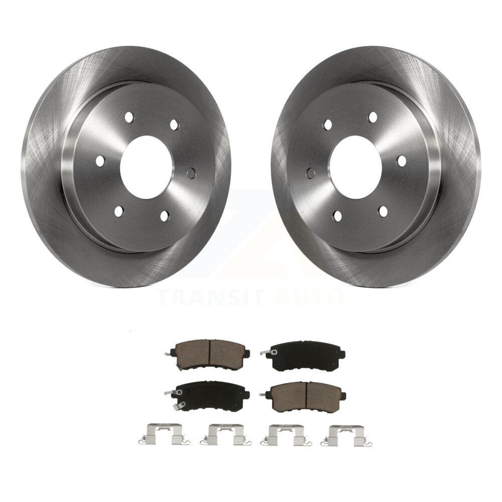 Rear Brake Rotors & Ceramic Pad Kit For 2017-2019 Nissan Armada With Solid Rotor