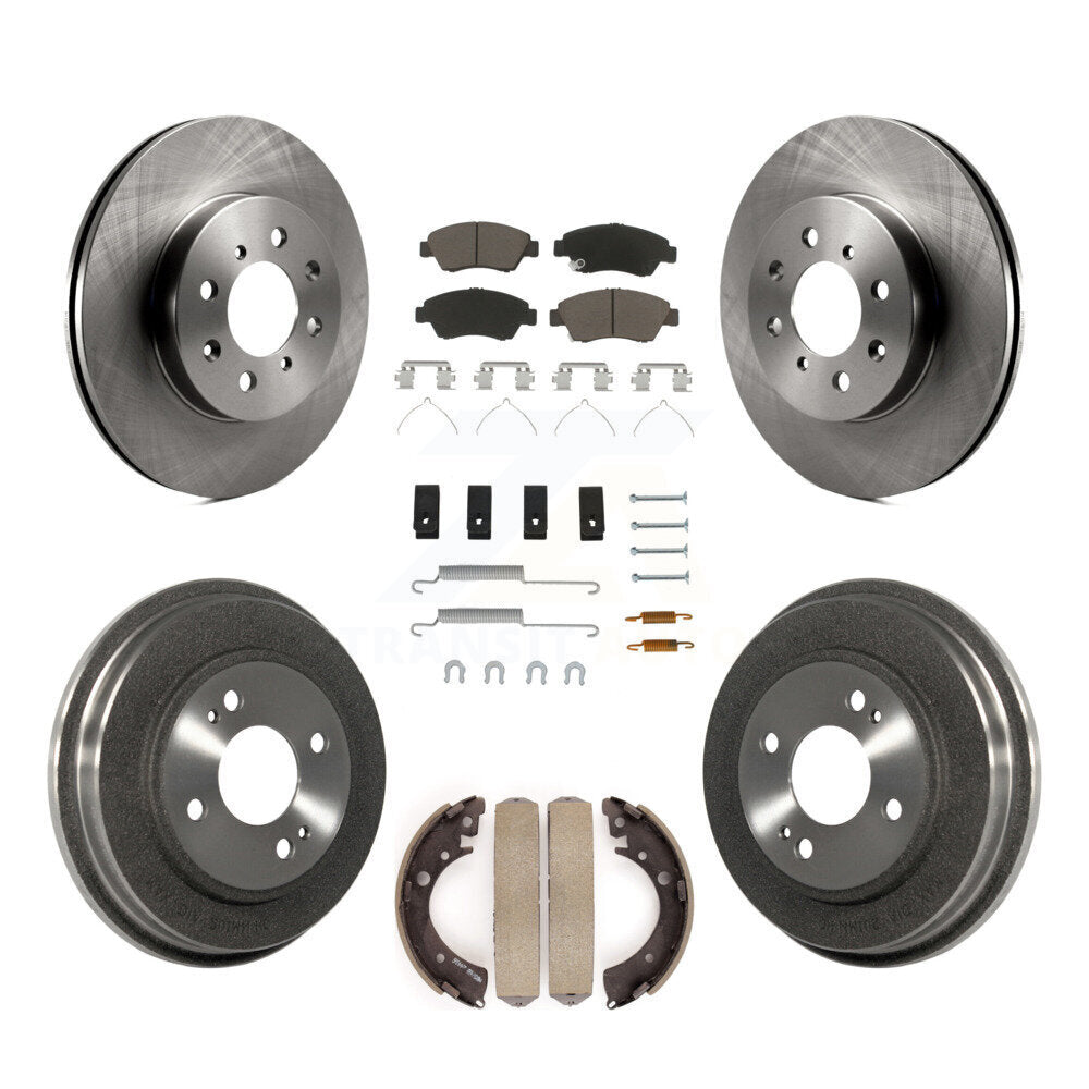 Front Rear Disc Brake Rotors Ceramic Pads And Drum Kit (7Pc) For Honda Civic