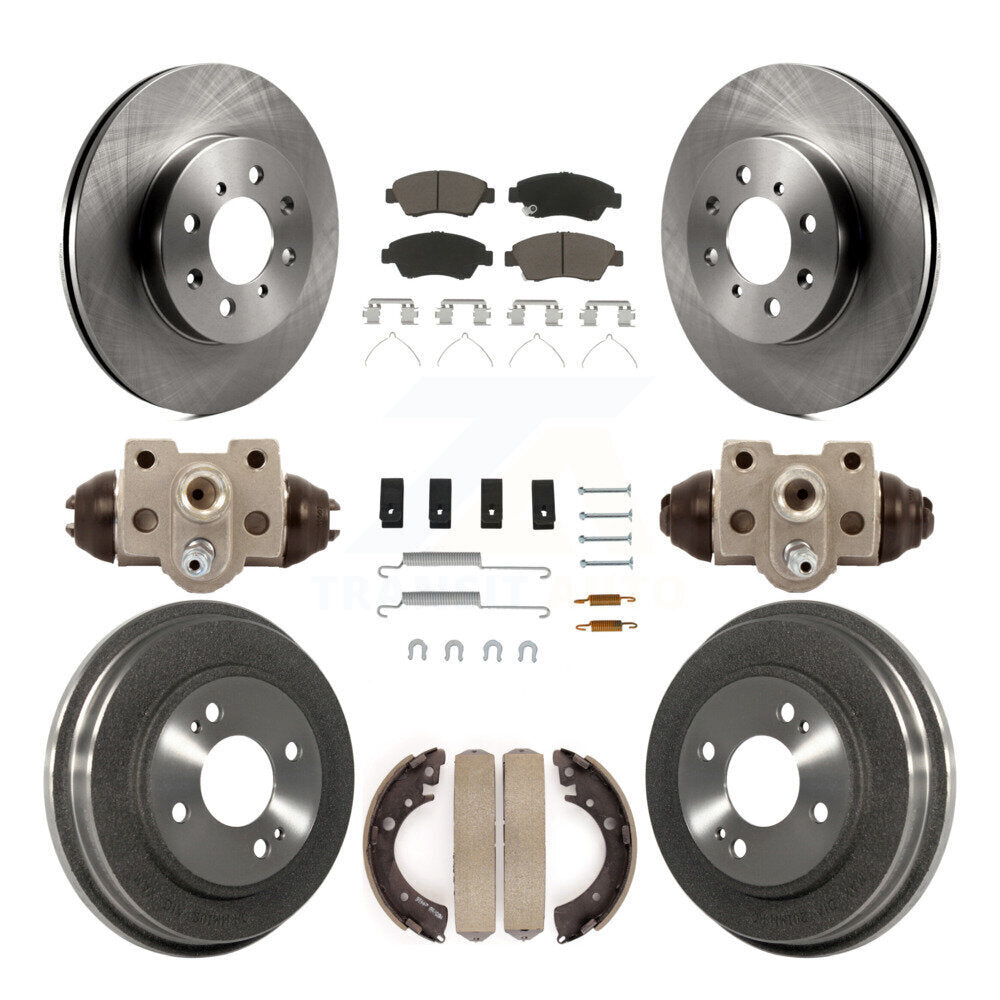 Front Rear Disc Brake Rotors Ceramic Pads And Drum Kit (9Pc) For Honda Civic