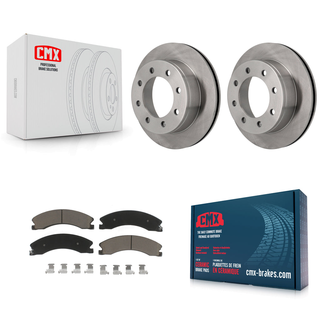 Rear Brake Rotor Ceramic Pad Kit For Chevrolet Express 4500 3.20" Overall Height