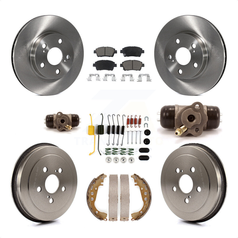 Front Rear Brake Rotor Ceramic Pad And Drum Kit (9Pc) For 2004-2007 Toyota Prius