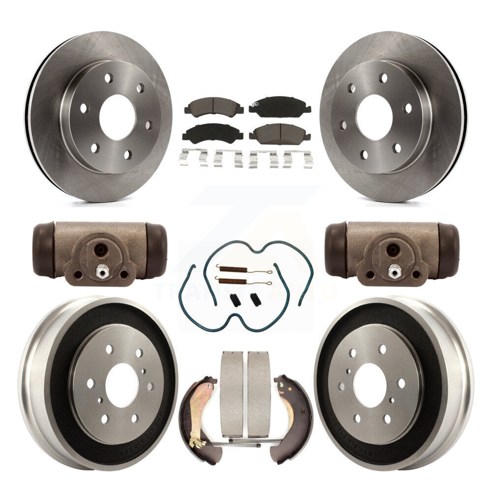 Front Rear Disc Brake Rotors Ceramic Pads And Drum Kit (9Pc) For GMC Sierra 1500