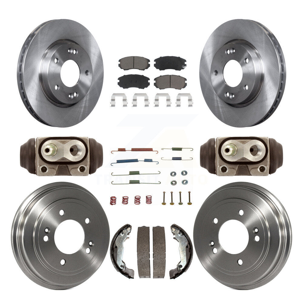Front Rear Disc Brake Rotors Ceramic Pads And Drum Kit (9Pc) For Hyundai Elantra