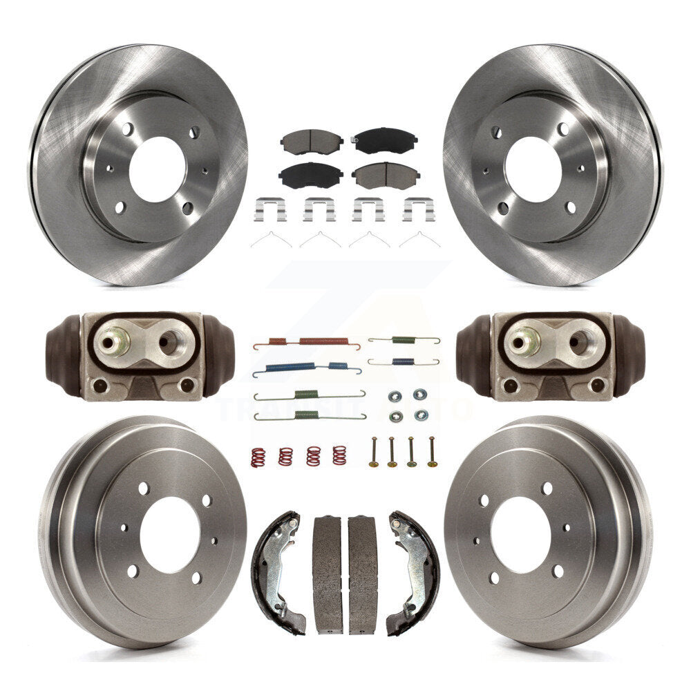 Front Rear Disc Brake Rotors Ceramic Pads And Drum Kit (9Pc) For Hyundai Elantra