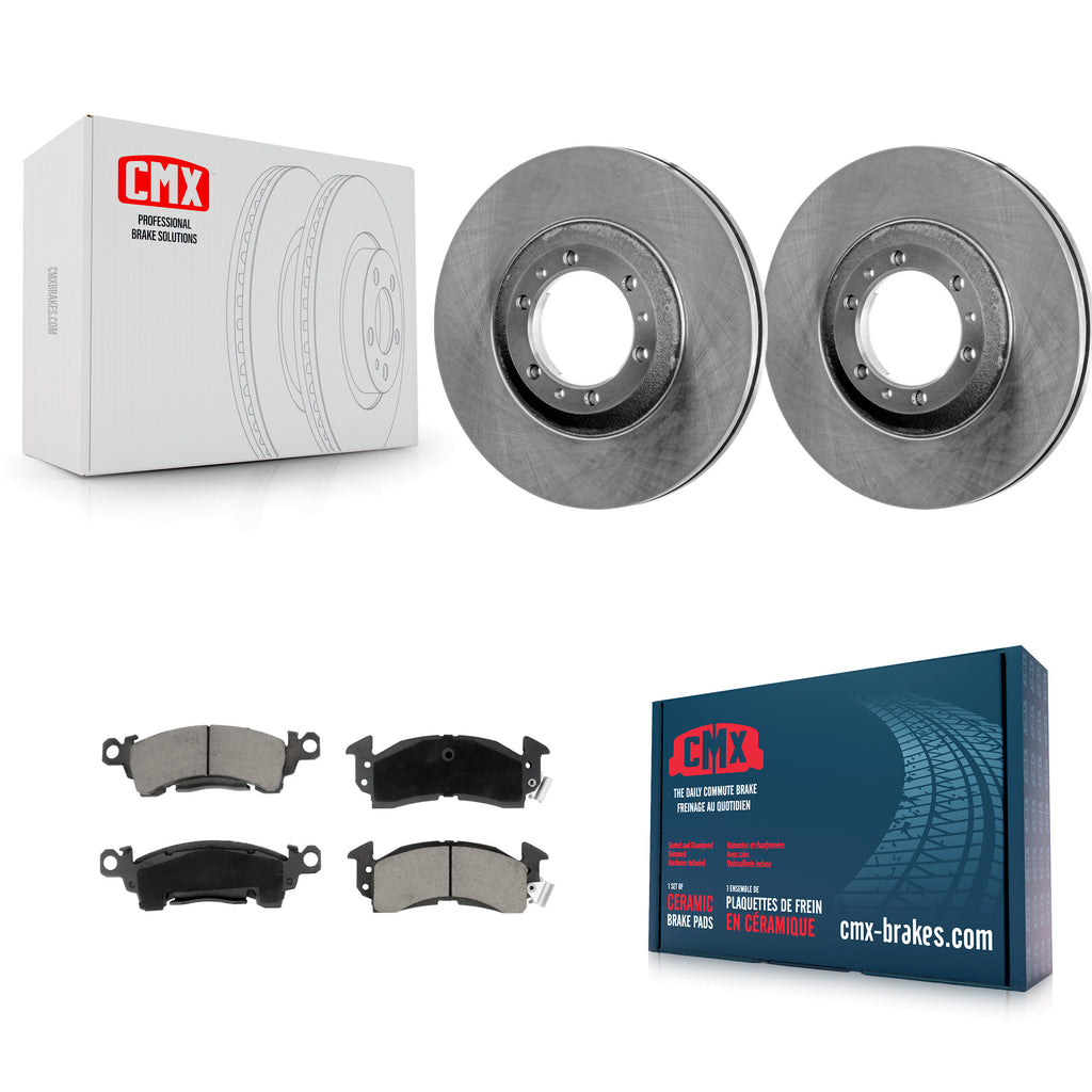 Front Brake Rotor Ceramic Pad Kit For 1992-1993 Cadillac Commercial Chassis 5.7L