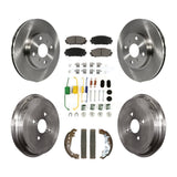 Front Rear Disc Brake Rotors Ceramic Pads And Drum Kit (7Pc) For Toyota Yaris