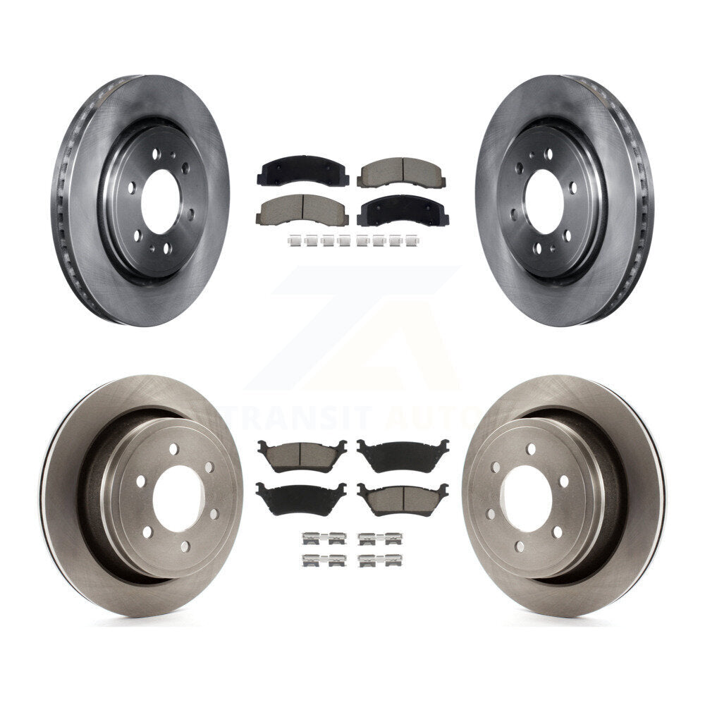 Front Rear Brake Rotors Ceramic Pad Kit For Ford F-150 With Manual Parking