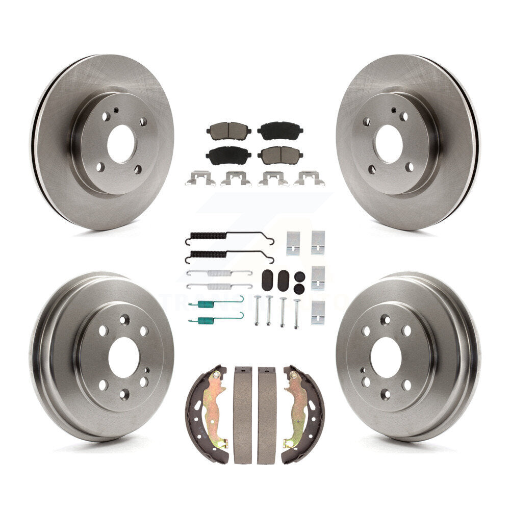 Front Rear Disc Brake Rotor Ceramic Pad And Drum Kit (7Pc) For 2011-2014 Mazda 2