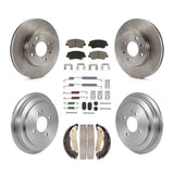 Front Rear Brake Rotor Ceramic Pad And Drum Kit (7Pc) For Hyundai Accent Kia Rio