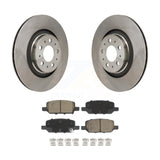 Rear Brake Rotors & Ceramic Pad Kit For 20-22 Tesla Y With Gray Painted Calipers