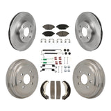 Front Rear Brake Rotors Ceramic Pad Drum Kit (7Pc) For 2016-2021 Chevrolet Spark