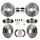 Front Rear Disc Brake Rotors Ceramic Pads And Drum Kit (9Pc) For Honda Civic