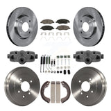 Front Rear Brake Rotor Ceramic Pad & Drum Kit (9Pc) For Nissan Versa 4-Wheel ABS