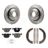 Rear Disc Rotors Ceramic Pads & Parking Brake Shoes Kit For BMW 330Ci 330i 330xi