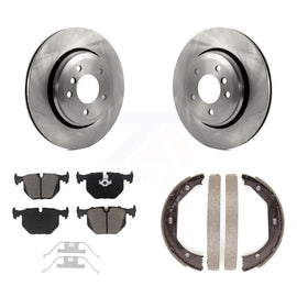 Rear Disc Rotors Ceramic Pads & Parking Brake Shoes Kit For BMW 330Ci 330i 330xi