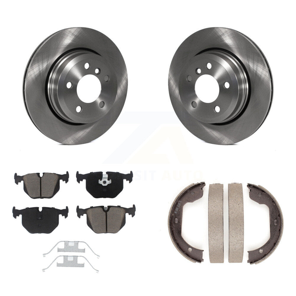 Rear Disc Rotors Ceramic Pads And Parking Brake Shoes Kit For 2004-2010 BMW X3