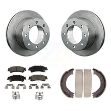 Load image into Gallery viewer, Rear Disc Rotors Ceramic Pads &amp; Parking Shoes Kit For GMC Sierra 3500 Chevrolet