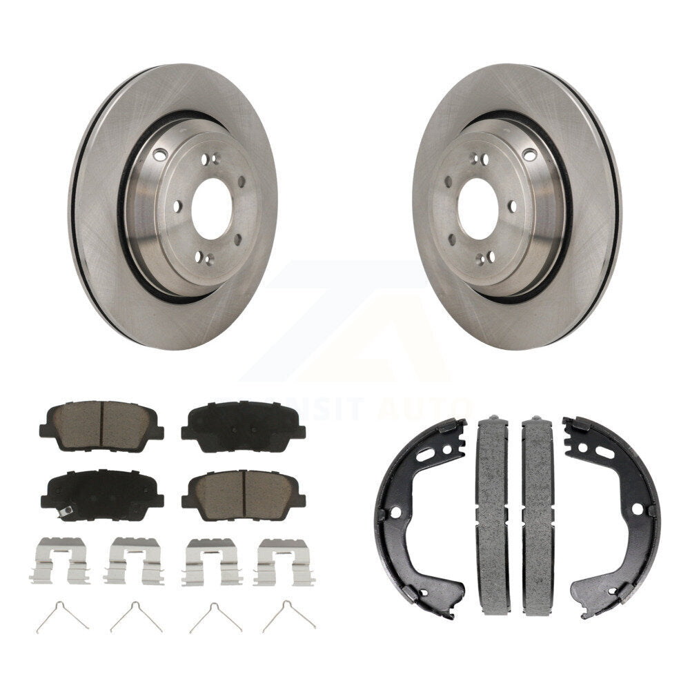 Rear Disc Rotors Ceramic Pads & Parking Shoes Kit For 2018-2020 Genesis G80 3.3L