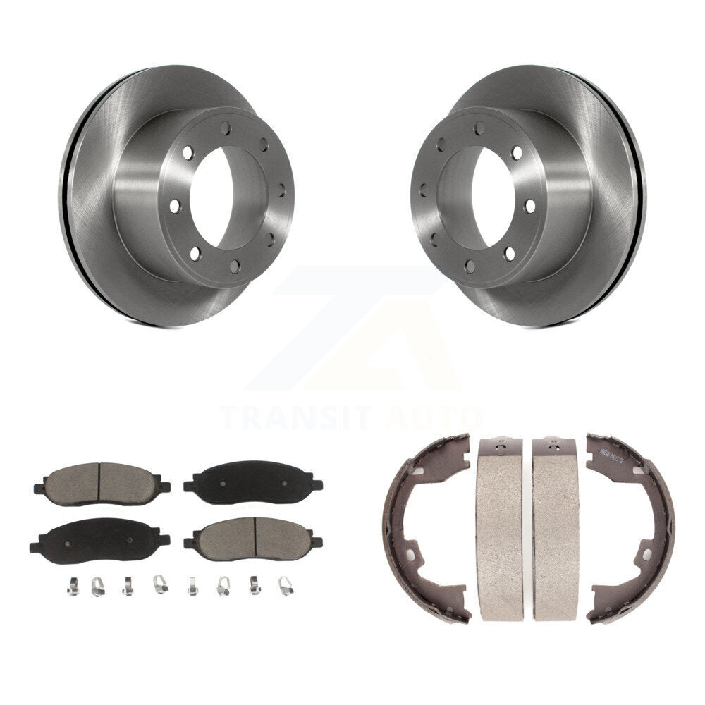 Rear Disc Rotors Ceramic Pads Parking Shoes Kit For Ford F-350 Super Duty F-250