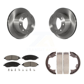 Rear Disc Rotors Ceramic Pads Parking Shoes Kit For Ford F-350 Super Duty F-250