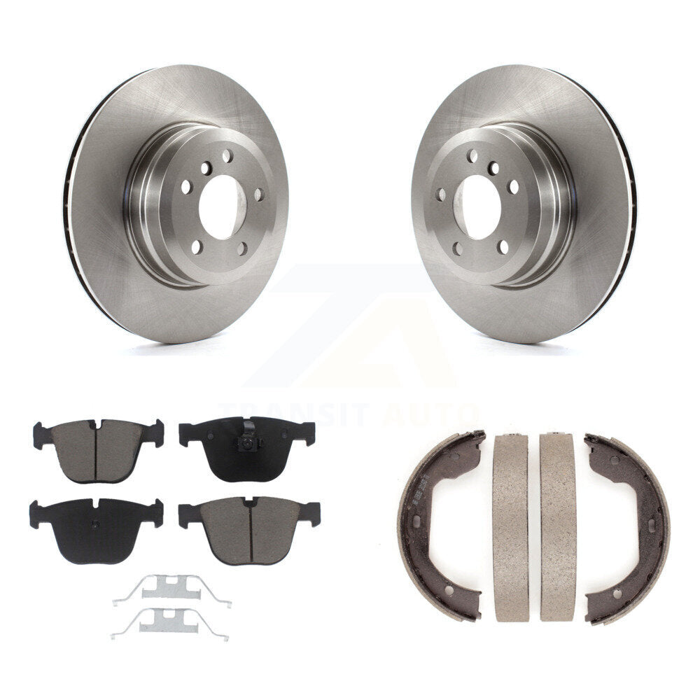 Rear Disc Rotors Ceramic Pads And Parking Brake Shoes Kit For BMW X5 X6