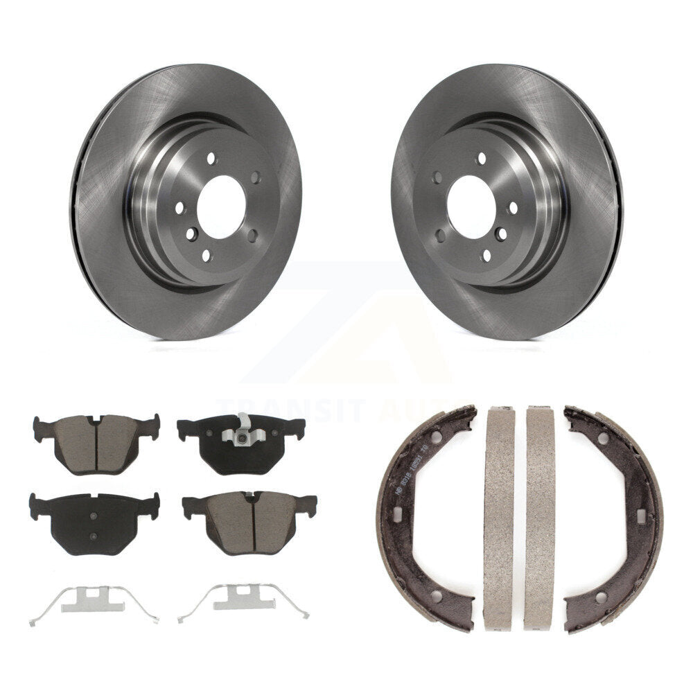 Rear Disc Rotors Ceramic Pads And Parking Shoes Kit For BMW X1 335i xDrive 335xi