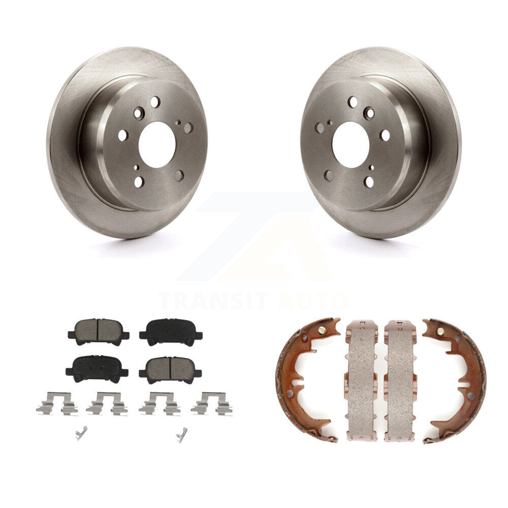 Rear Disc Rotors Ceramic Pads & Parking Shoes Kit For Toyota Camry Solara Avalon