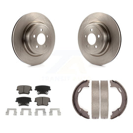 Rear Disc Rotors Ceramic Pads & Parking Brake Shoes Kit For Dodge Charger Magnum