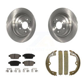Rear Disc Rotors Ceramic Pads And Parking Brake Shoes Kit For 2009-2014 Acura TL