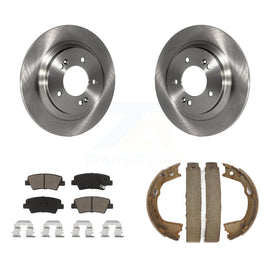 Rear Disc Rotors Ceramic Pads & Parking Brake Shoes Kit For Hyundai Sonata Azera