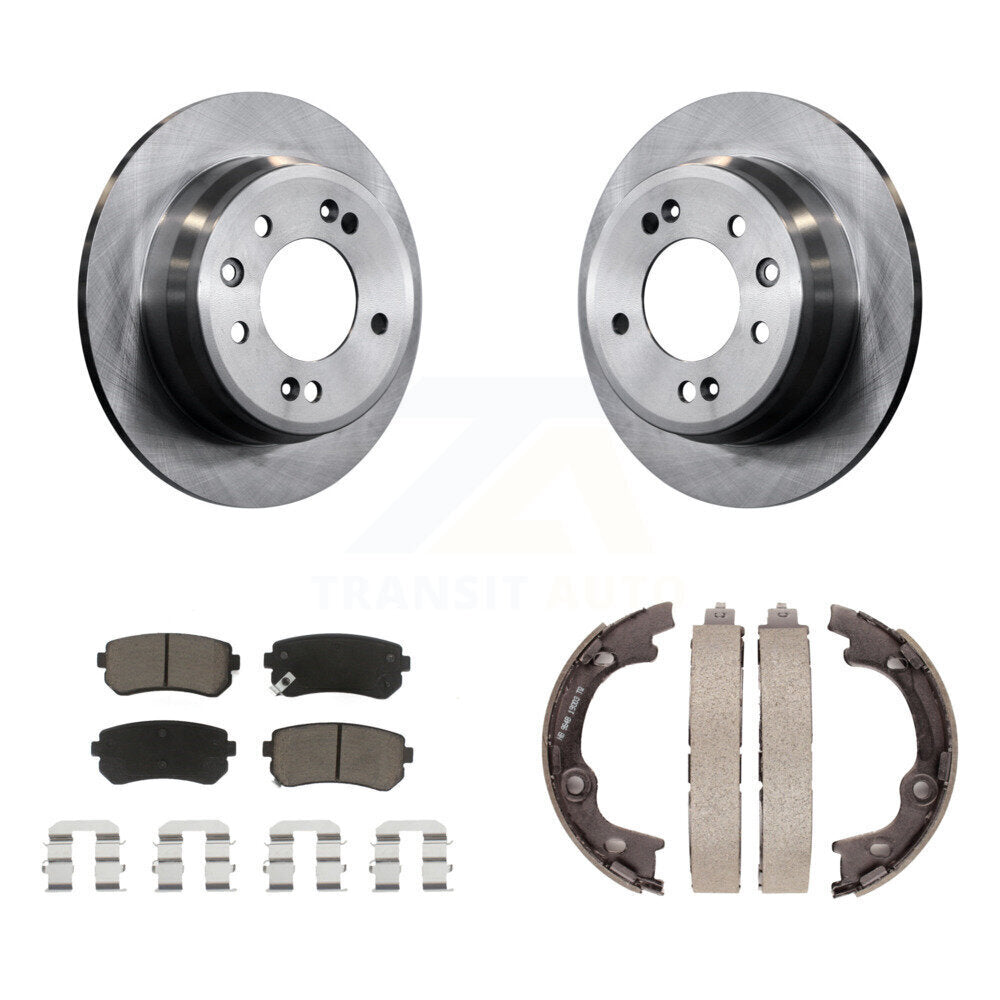 Rear Disc Rotors Ceramic Pads Parking Brake Shoes Kit For Hyundai Tucson Elantra