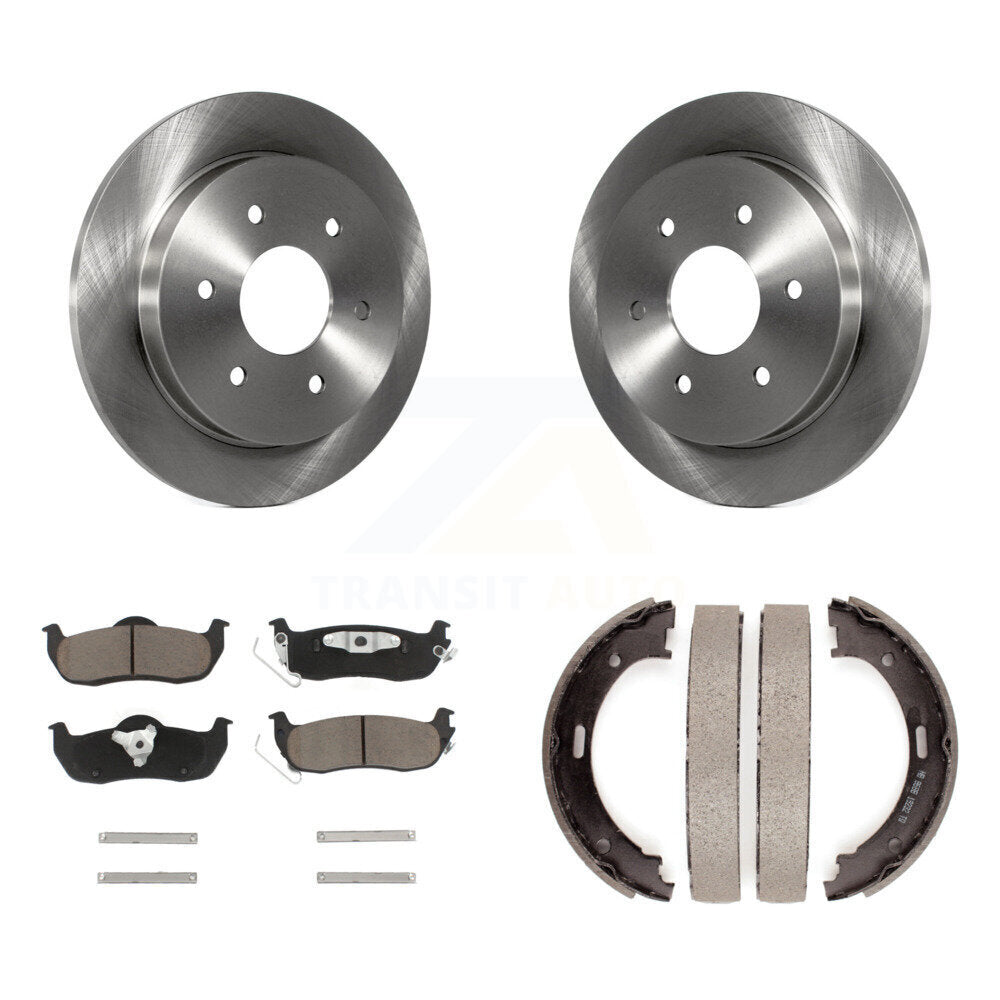 Rear Disc Rotors Ceramic Pads Parking Shoes Kit For Nissan TITAN Armada INFINITI