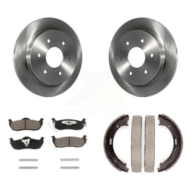 Rear Disc Rotors Ceramic Pads Parking Shoes Kit For Nissan TITAN Armada INFINITI