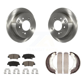 Rear Disc Rotors Ceramic Pads And Parking Brake Shoes Kit For 2010-2013 Kia Soul