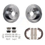 Rear Disc Rotors Ceramic Pads & Parking Brake Shoes Kit For 2002-2004 Honda CR-V