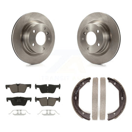 Rear Disc Rotors Ceramic Pads And Parking Brake Shoes Kit For BMW 328i