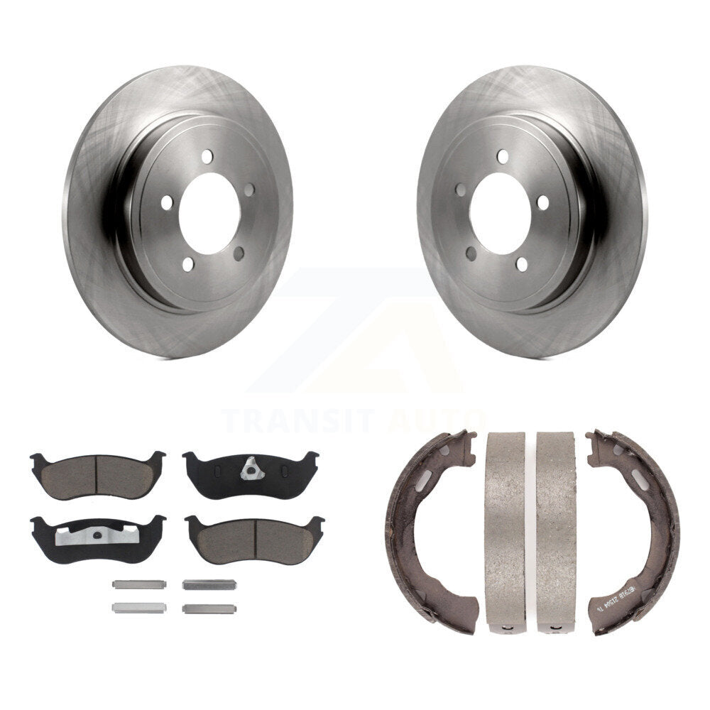 Rear Disc Rotors Ceramic Pads Parking Brake Shoes Kit For Ford Explorer Mercury