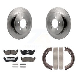 Rear Disc Rotors Ceramic Pads Parking Brake Shoes Kit For Ford Explorer Mercury