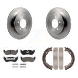 Rear Disc Rotors Ceramic Pads Parking Brake Shoes Kit For Ford Explorer Mercury