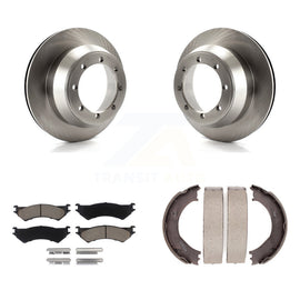Rear Disc Rotors Ceramic Pads & Parking Shoes Kit For Ford E-350 Super Duty Club
