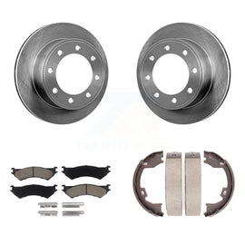 Rear Disc Rotors Ceramic Pads Parking Shoes Kit For Ford E-350 Super Duty E-250