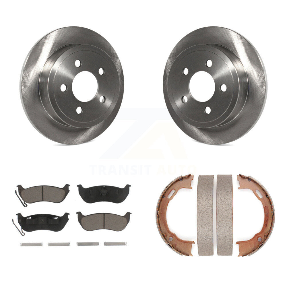 Rear Disc Rotors Ceramic Pads And Parking Shoes Kit For Jeep Liberty Wrangler TJ