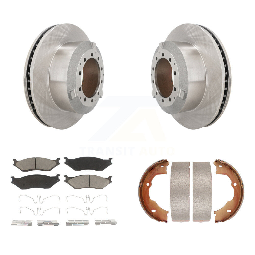 Rear Disc Rotors Ceramic Pads Parking Shoes Kit For Ford F-450 Super Duty F-550