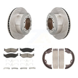 Rear Disc Rotors Ceramic Pads Parking Shoes Kit For Ford F-450 Super Duty IC LCF