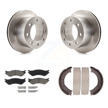 Load image into Gallery viewer, Rear Disc Rotors Ceramic Pads &amp; Parking Brake Shoes Kit For Dodge Ram 2500 3500