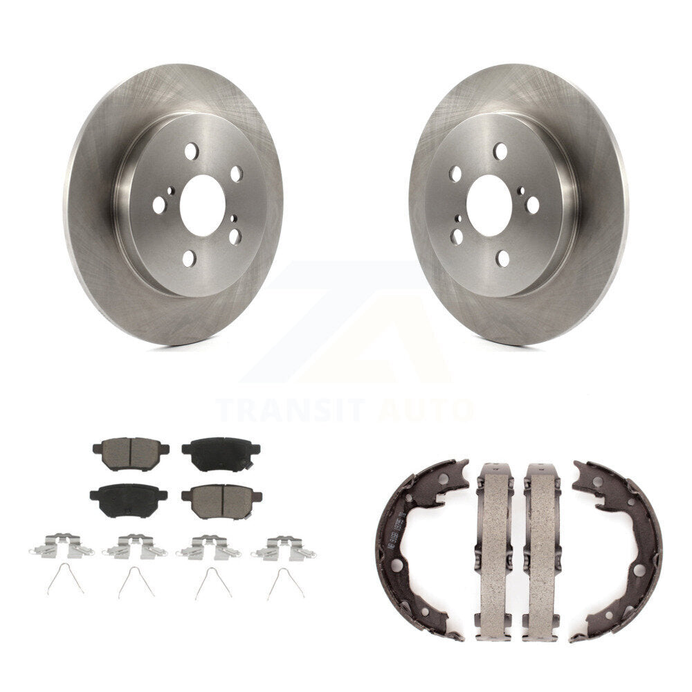 Rear Disc Rotors Ceramic Pads & Parking Shoes Kit For Toyota Matrix Pontiac Vibe