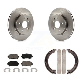 Rear Disc Rotors Ceramic Pads And Parking Brake Shoes Kit For Cadillac XTS