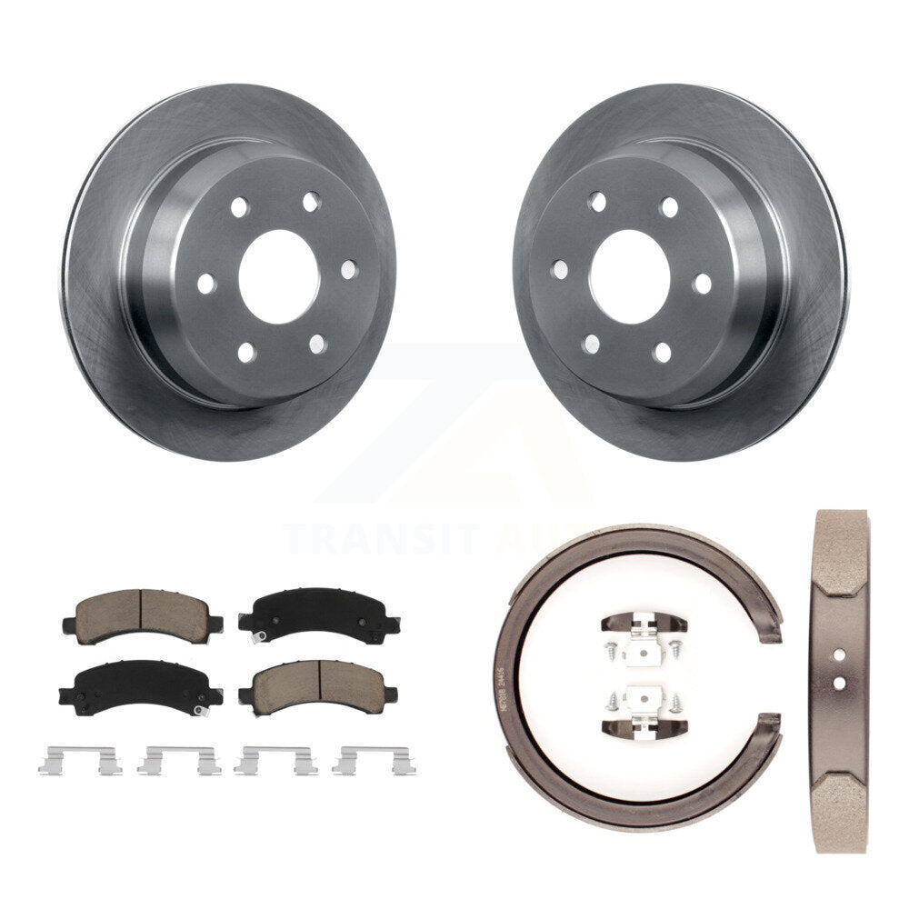 Rear Disc Rotors Ceramic Pads And Parking Shoes Kit For Chevrolet Avalanche 1500