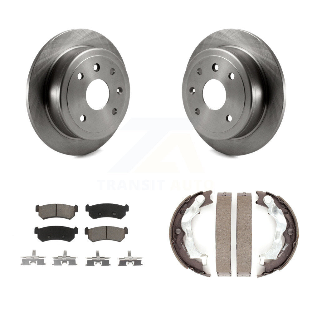 Rear Disc Rotors Ceramic Pads & Parking Brake Shoes Kit For Suzuki Forenza Reno
